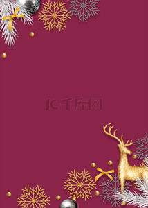 金色松枝背景图片_深紫色质感圣诞节雪花背景