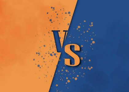 橙色蓝色水墨vs战斗背景