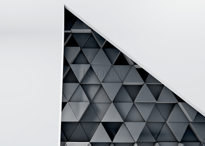 立体三角背景图片_3d黑色立体三角几何白色背景