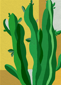 抽象几何仙人掌植物创意图形
