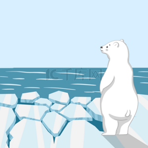 卡通北极熊全球变暖背景