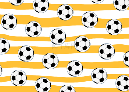 卡通球类运动背景图片_卡通线条黄色足球无缝隙背景