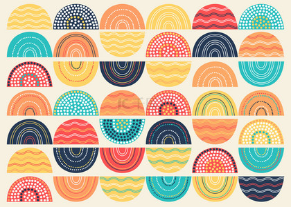 美丽复古抽象半圆弧几何背景