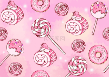 可爱糖果背景背景图片_粉色可爱棒棒糖糖果背景