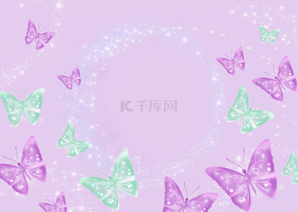 绿色蝴蝶背景背景图片_粉色和绿色光效梦幻蝴蝶背景