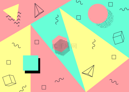 彩色线条现代几何孟菲斯背景