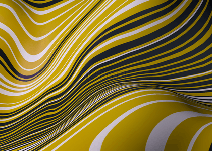 黄白色3d立体抽象波浪线条背景