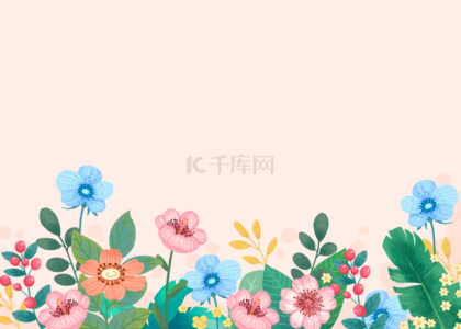 清新小叶子背景背景图片_春季户外鲜花花卉