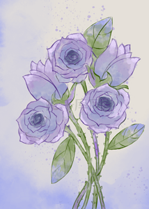 玫瑰花朵背景背景图片_紫色抽象水彩晕染玫瑰花朵背景