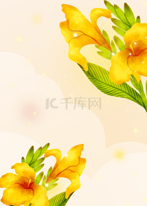 碎花瓣背景图片_水彩风格黄色简约春天促销花朵背景