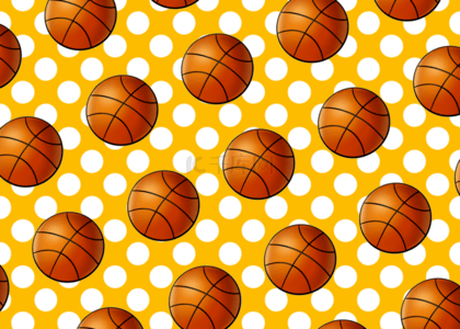 篮球对抗赛背景图片_卡通黄色篮球无缝隙背景