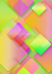 绿色和紫色方形渐变抽象几何背景