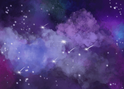 蓝紫星空背景图片_蓝紫色云朵星空宇宙背景