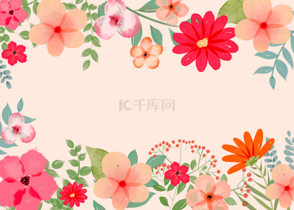 水彩花卉可爱背景图片_可爱母亲节水彩花卉平铺背景