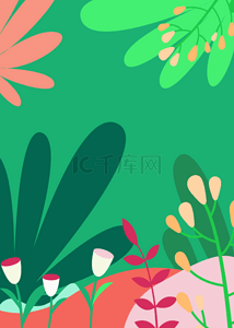 桌面背景图片_绿色创意卡通植物背景