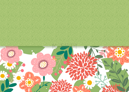 卡片背景可爱背景图片_绿色可爱彩色花卉卡片背景