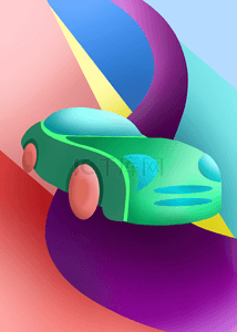 几何抽象汽车拼凑图形背景