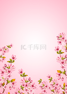 手绘樱花花卉背景图片_手绘质感粉色春天樱花光效背景