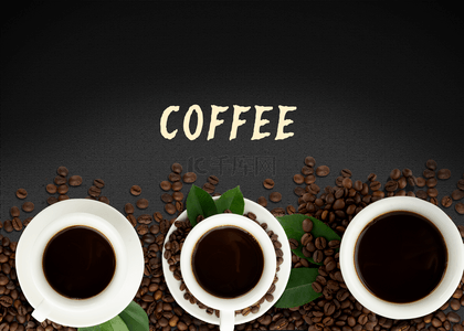 咖啡豆线背景图片_棕色线稿咖啡杯