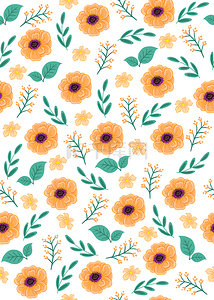 夏季可爱橙色小花无缝隙背景