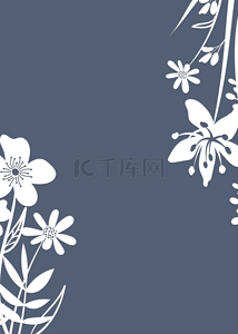 灰蓝色质感剪纸风格花卉背景