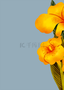 植物灰背景图片_灰蓝色创意黄色渐变花卉背景