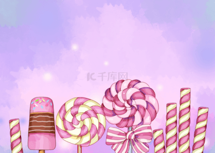 可爱糖果背景背景图片_粉色棒棒糖棉花糖糖果背景