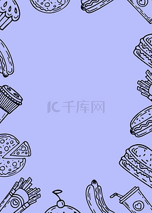 食物边框背景图片_简约蓝色创意食物边框背景