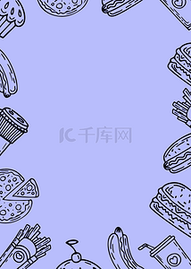 简约蓝色创意食物边框背景