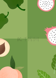 创意粉色边框背景图片_绿色拼接创意水果边框背景