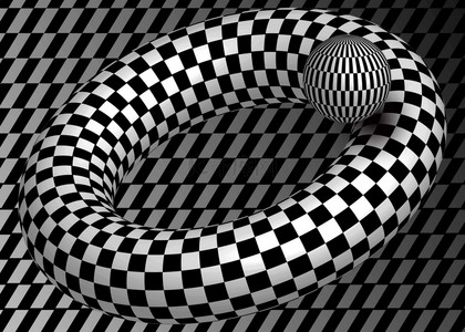 立体环形背景图片_几何体球体圆环黑白