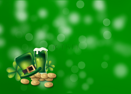 铜钱图案背景图片_圣帕里克节背景绿色图案