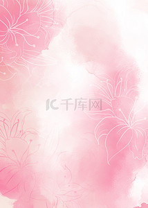 金粉色可爱婚礼水彩花卉背景