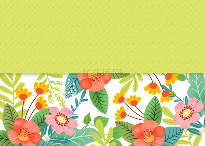花卉卡片背景背景图片_黄绿色缤纷彩色花卉卡片背景