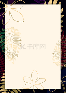 花朵深色背景图片_深色金箔植物创意线条背景