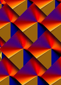 色彩立体背景图片_红黄蓝立体三角全息金属质感背景