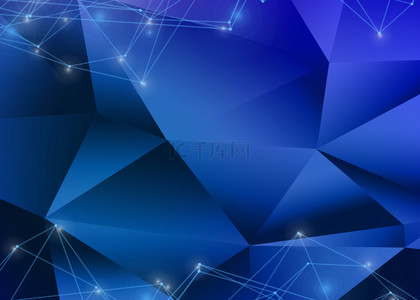 商务蓝色多边形背景图片_抽象科技蓝色多边形背景