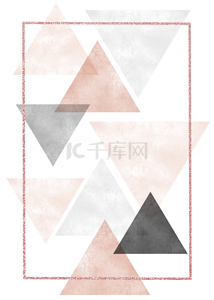 三角形莫兰迪色简单抽象金箔边框背景