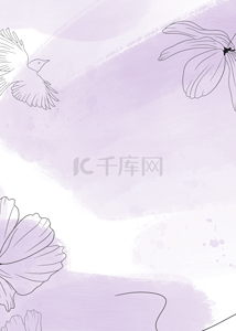紫色抽象水彩风格笔刷花卉背景