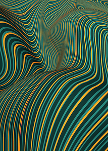 立体抽象背景图片_黄绿色3d立体抽象波浪线条背景