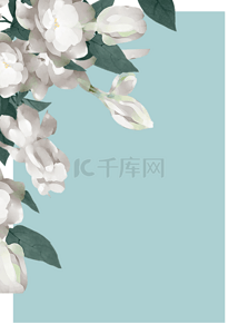 优雅边框背景图片_浅蓝色花卉优雅边框背景