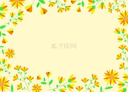 母亲节花卉背景图片_可爱母亲节花卉节日黄色背景