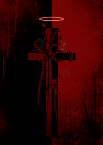 血迹背景图片_天使恶魔十字架背景
