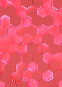 粉红色3d立体商务蜂窝光效背景