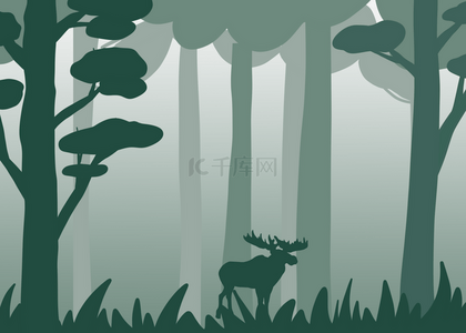 树林小鹿背景图片_大森林的背景剪影
