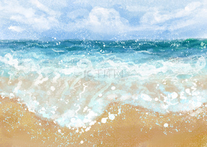 夏季海滩水彩墨迹背景