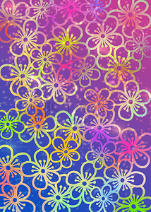 彩色七巧板背景图片_可爱花朵彩色线条堆叠效果背景