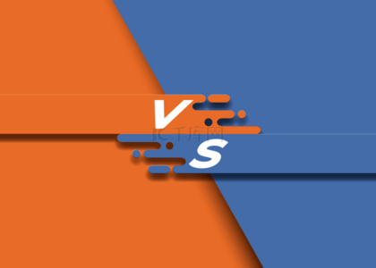 比赛对决背景背景图片_橙蓝剪纸风格vs背景