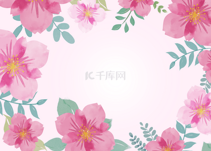 粉色明媚母亲节水彩花卉平铺背景