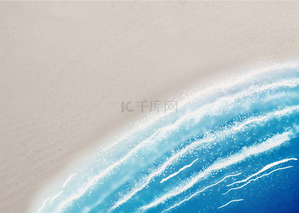 白色海浪波纹水彩海洋沙滩背景